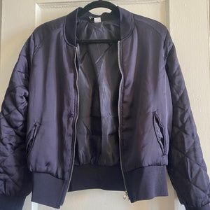 Divided by H&M Navy Satin Bomber Jacket